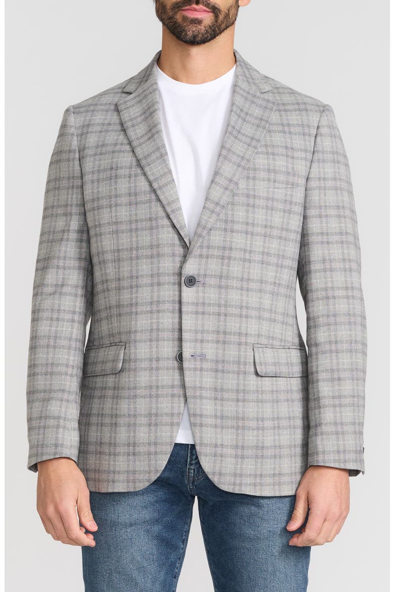 Windowpane Sport Coat, Main, color, GREY