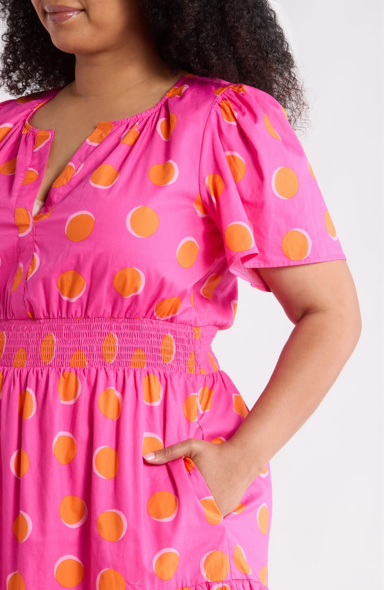 SUGARLIPS Jolene Print Tiered Maxi Dress, Alternate, color, Fuchsia-Orange-Dot