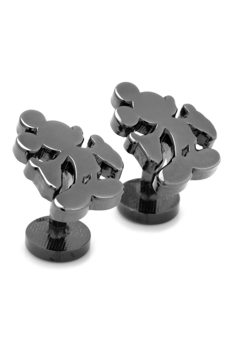 Mickey Mouse Silhouette Cuff Links, Main, color, BLACK