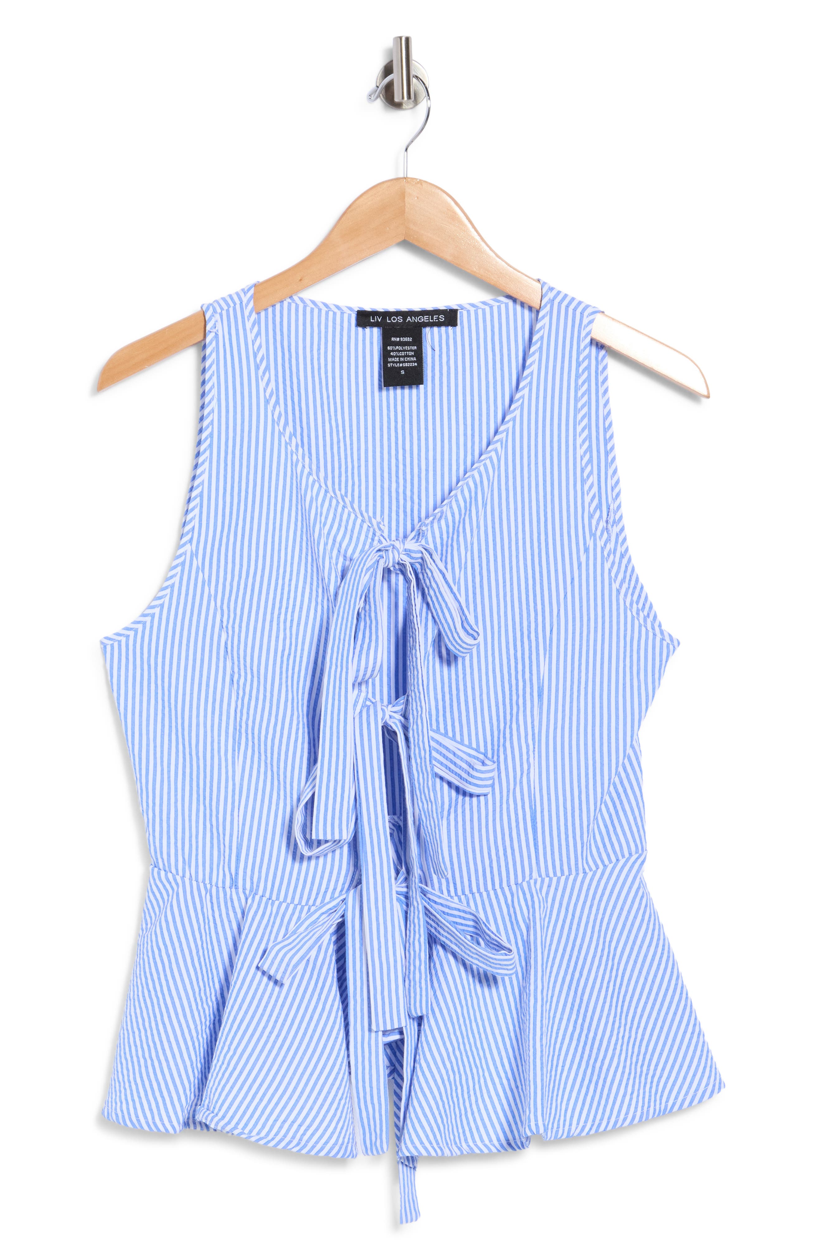 Bow Front Striped Peplum Tank