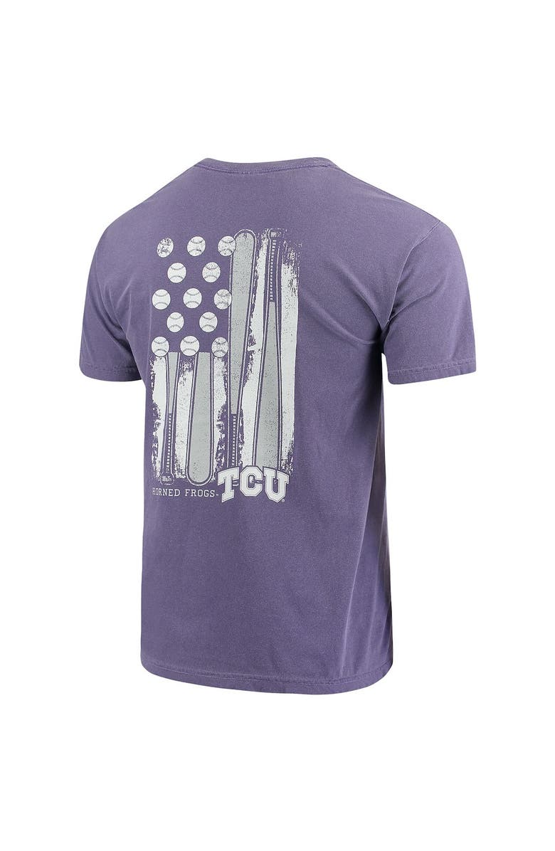 IMAGE ONE Men's Purple TCU Horned Frogs Baseball Flag Comfort Colors T-Shirt, Alternate, color, 