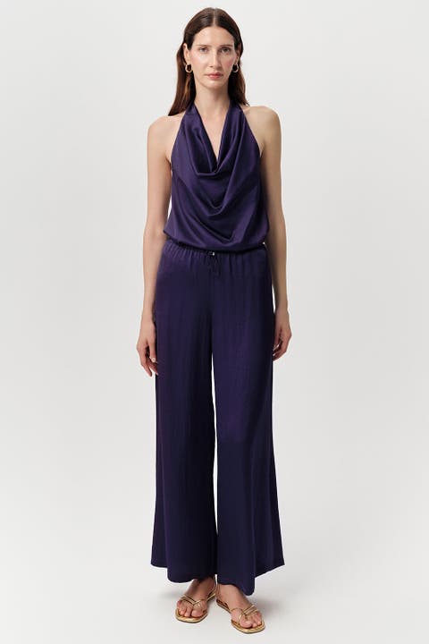 Queen Drawstring Waist Wide Leg Satin Pants