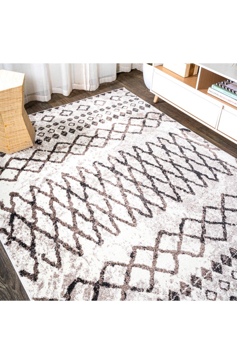 JONATHAN Y Aksil Moroccan Diamond Area Rug, Alternate, color, Ivory/Brown