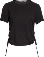 Veronica Beard Tazi Side Ruched Cotton T-Shirt