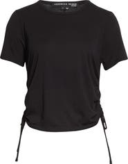 Veronica Beard Tazi Side Ruched Cotton T-Shirt