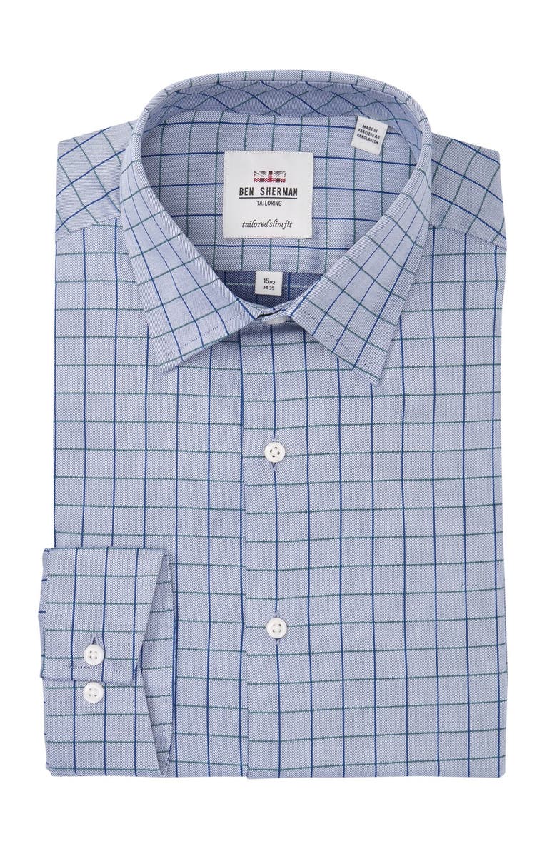 Ben Sherman Checkered Tailored Slim Fit Dress Shirt, Main, color,