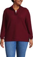 Lands' End Plus Size Long Sleeve Waffle Colorblock Quarter Zip Pullover