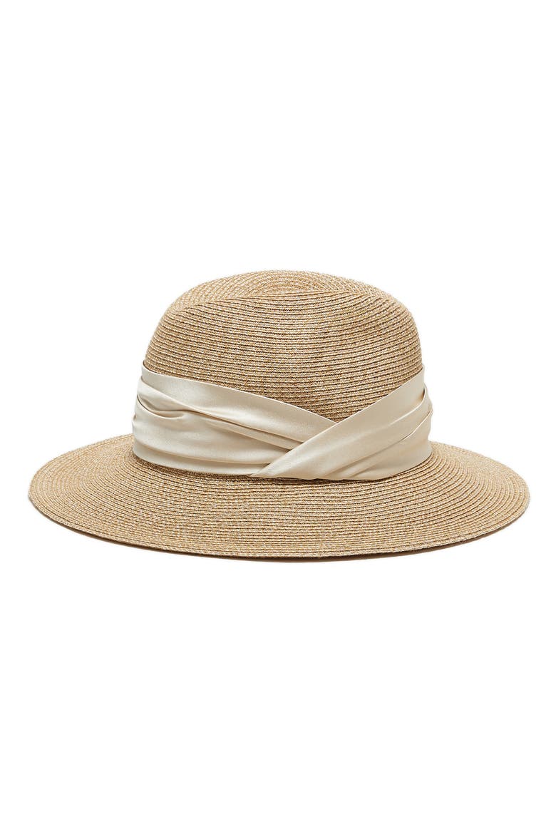 Courtney Packable Straw Fedora, Alternate, color, SAND