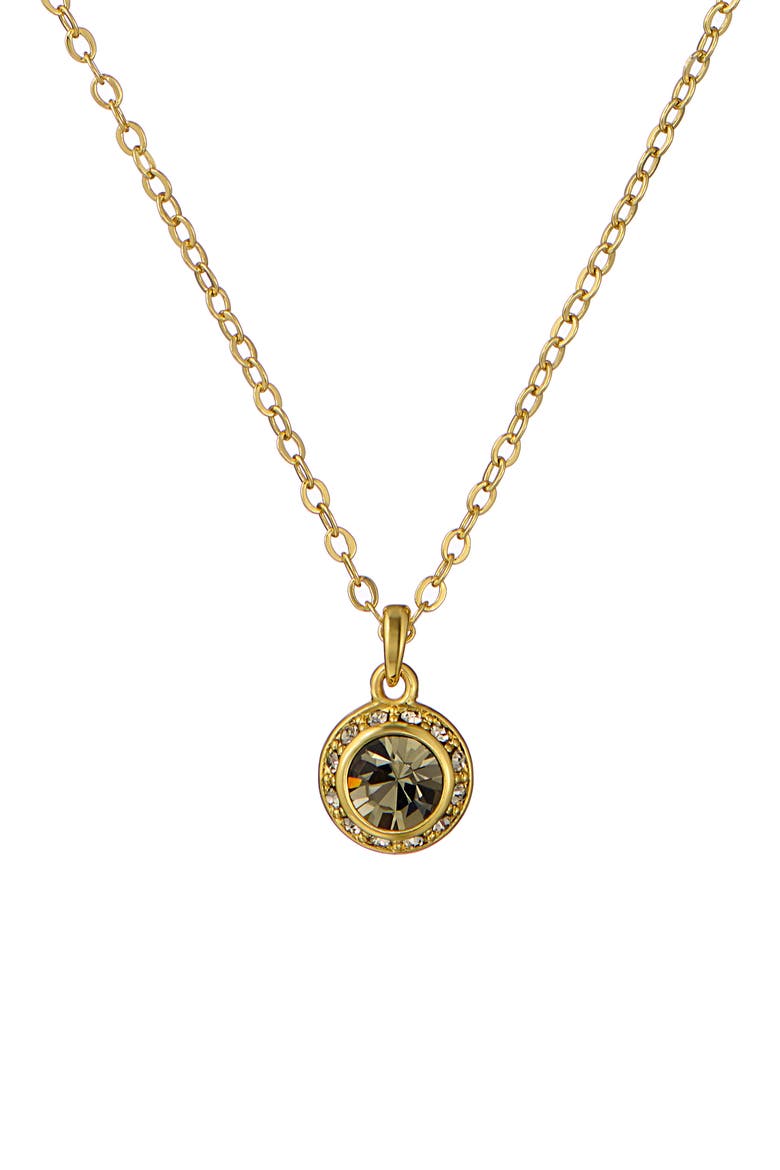 Soltell Solitaire Sparkle Crystal Pendant Necklace, Main, color, GOLD TONE/ BLACK CRYSTAL
