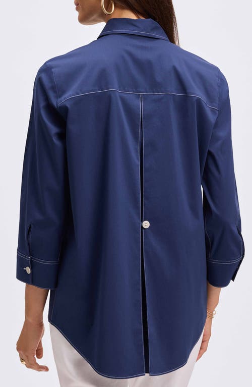 Foxcroft Kelly Button-up Shirt In Navy/white