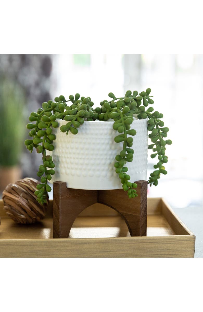 FLORA BUNDA Matte White Hobnail Ceramic Planter, Alternate, color,