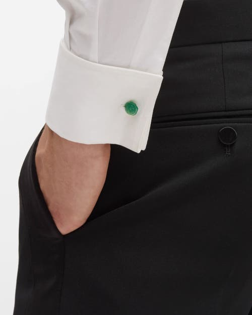 Jan Leslie Rose Carved Sterling Cufflinks In Green