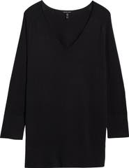 Eileen Fisher V-Neck Cotton Blend Sweater