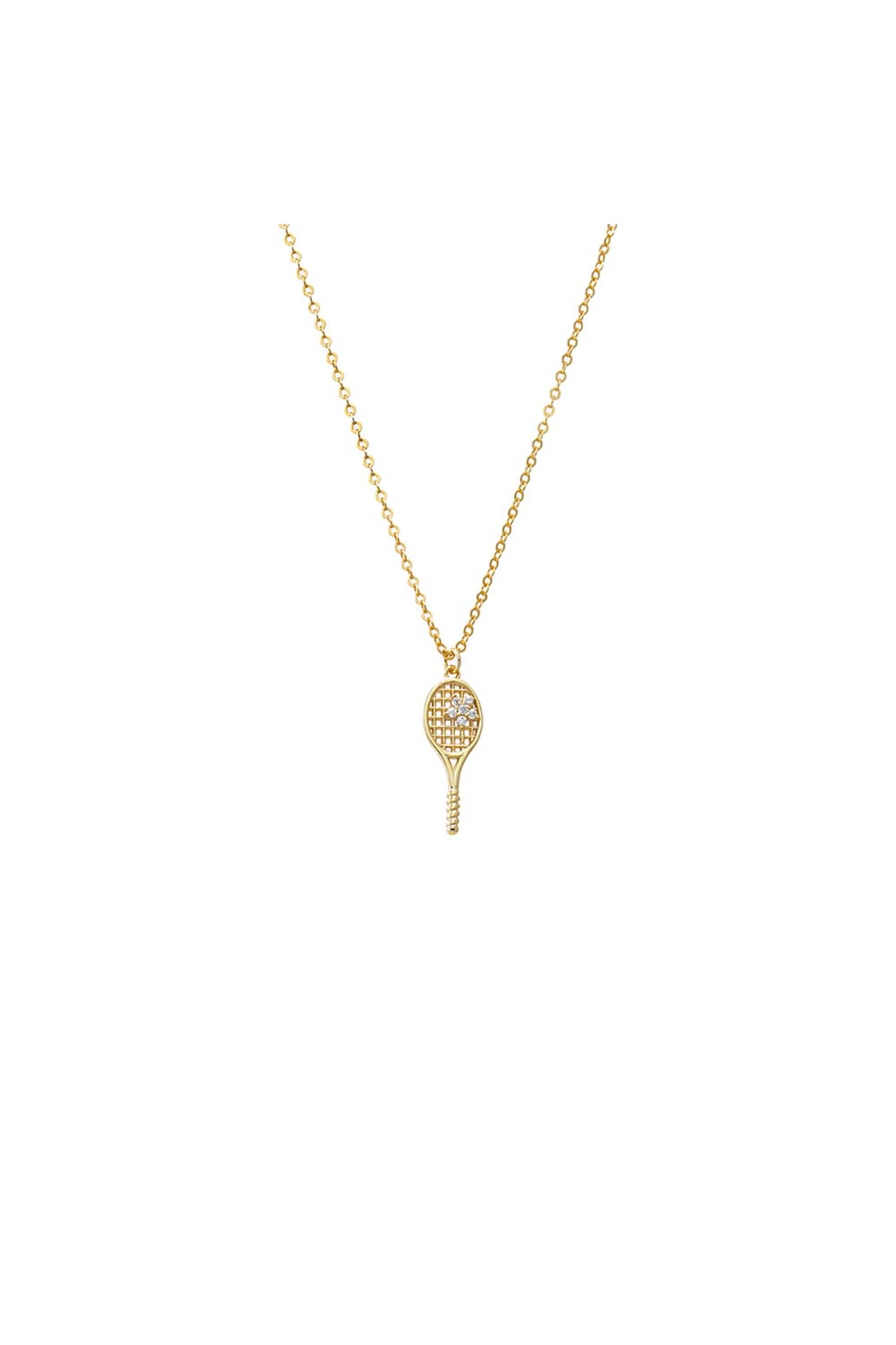 Mini Tenis Rasket BY ADINA EDEN Mini CZ Flower Tennis Racket Pendant Necklace (Women ...