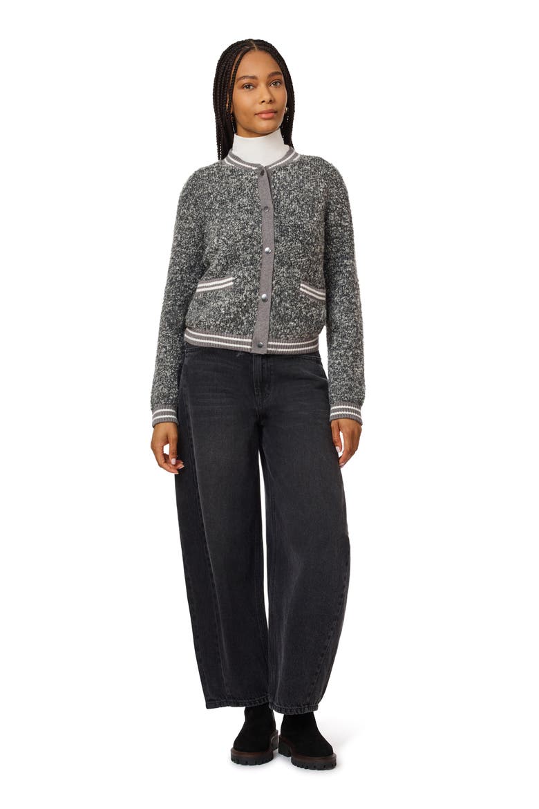 Bouclé Bomber Jacket, Alternate, color, THUNDERSTORM