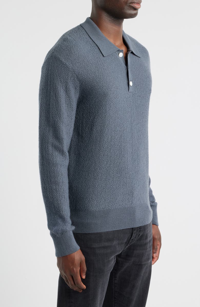 FRAME Long Sleeve Wool Polo Sweater, Alternate, color, Blue Grey