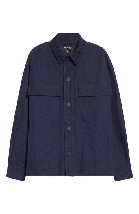 Monogram Cotton Jacquard Button-Up Shirt