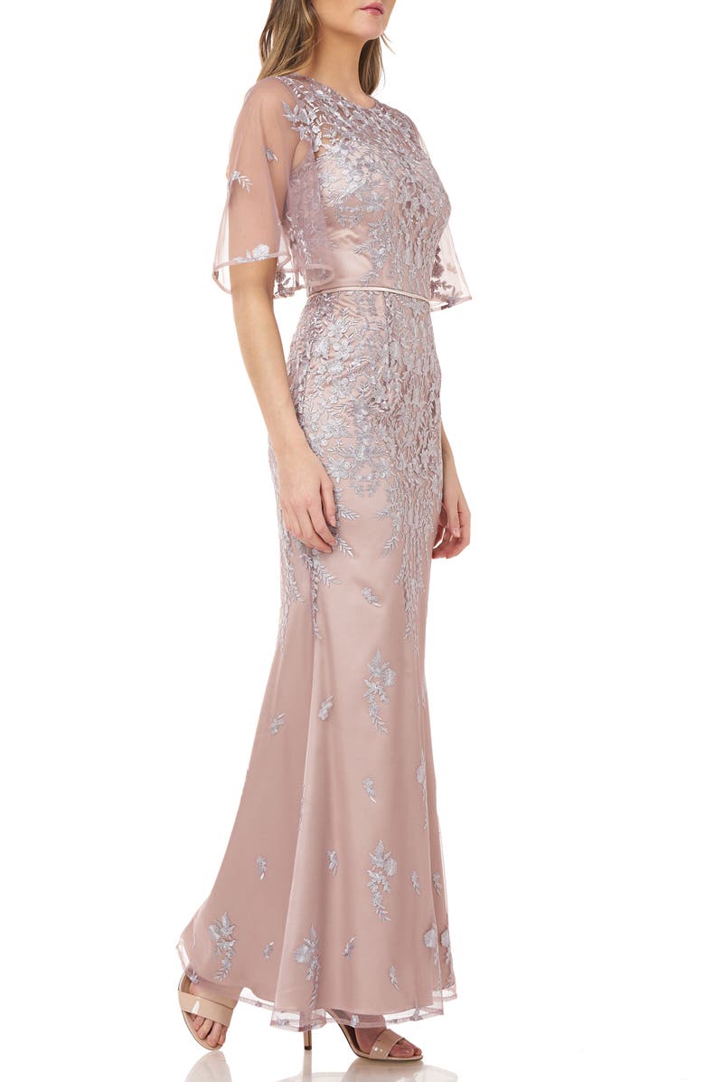 JS Collections Floral Embroidered Evening Gown, Alternate, color,