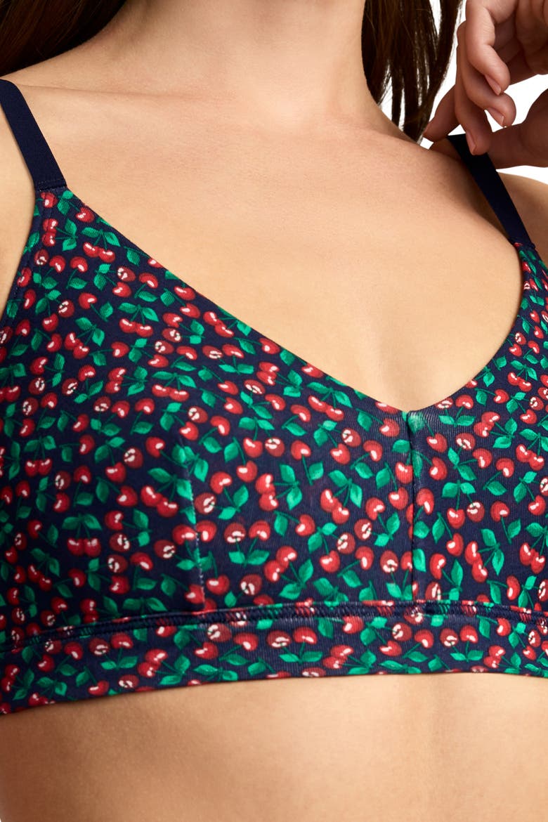 Womens Organic Cotton Stretch Triangle Bralette, Alternate, color, Fresh Cherry