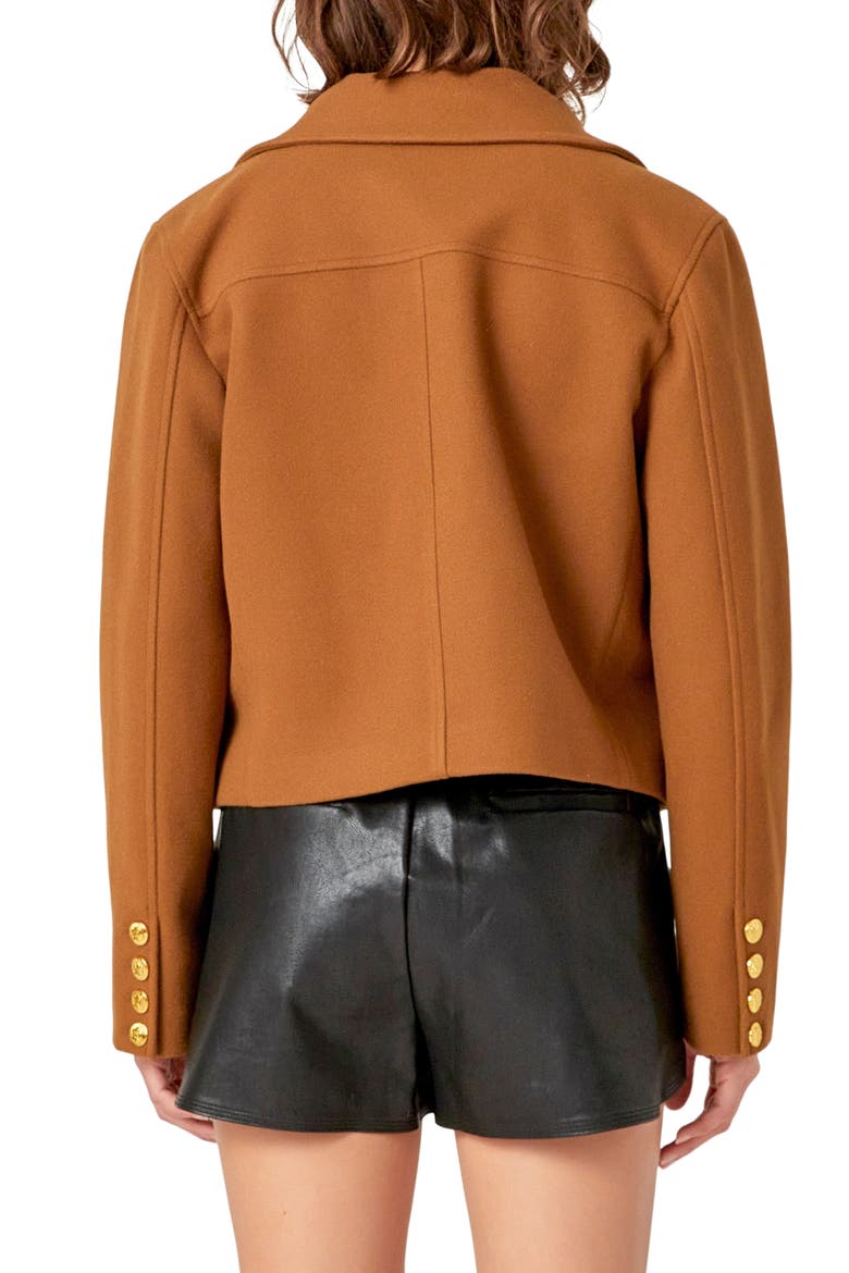 Button Front Crop Blazer, Alternate, color, OLIVE BROWN