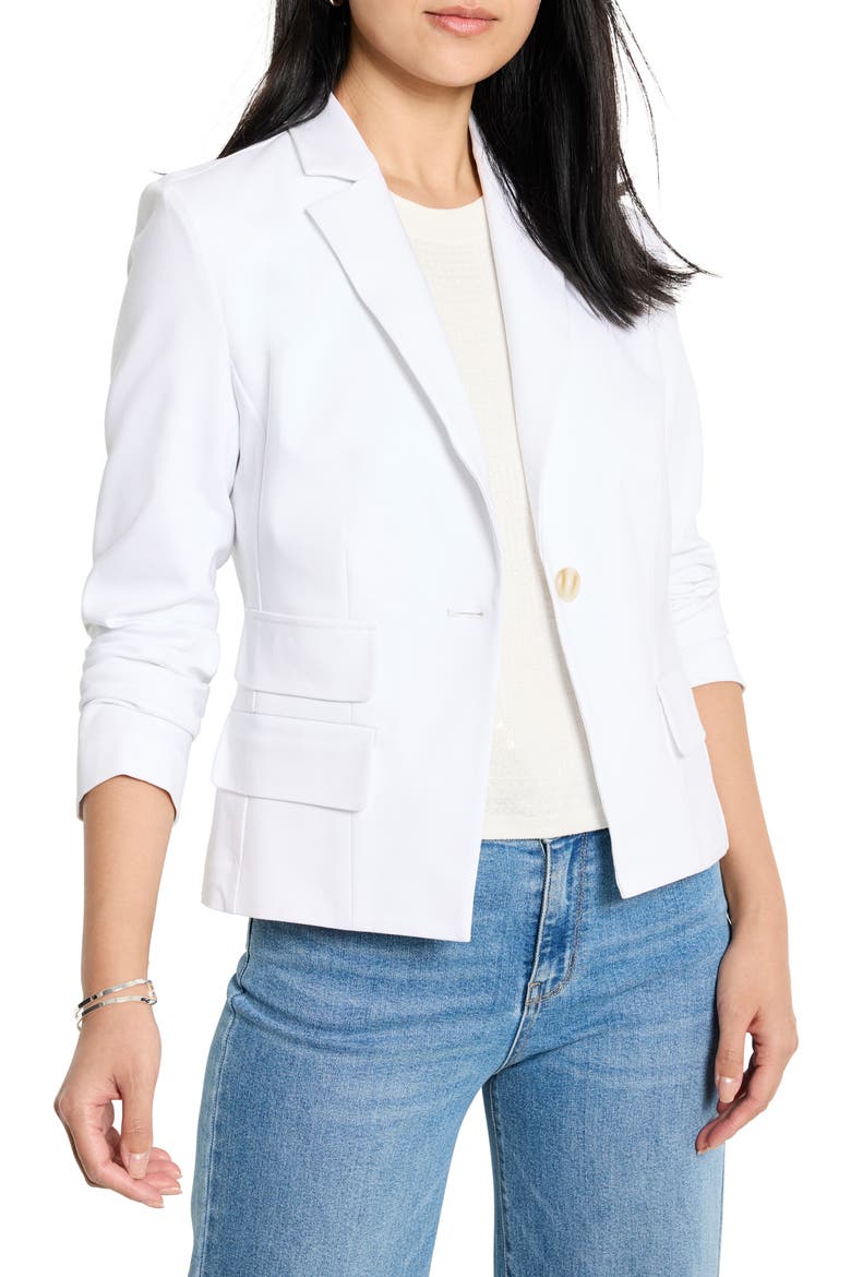 Seasonless Cotton Blend Blazer, Main, color, PAPER WHITE