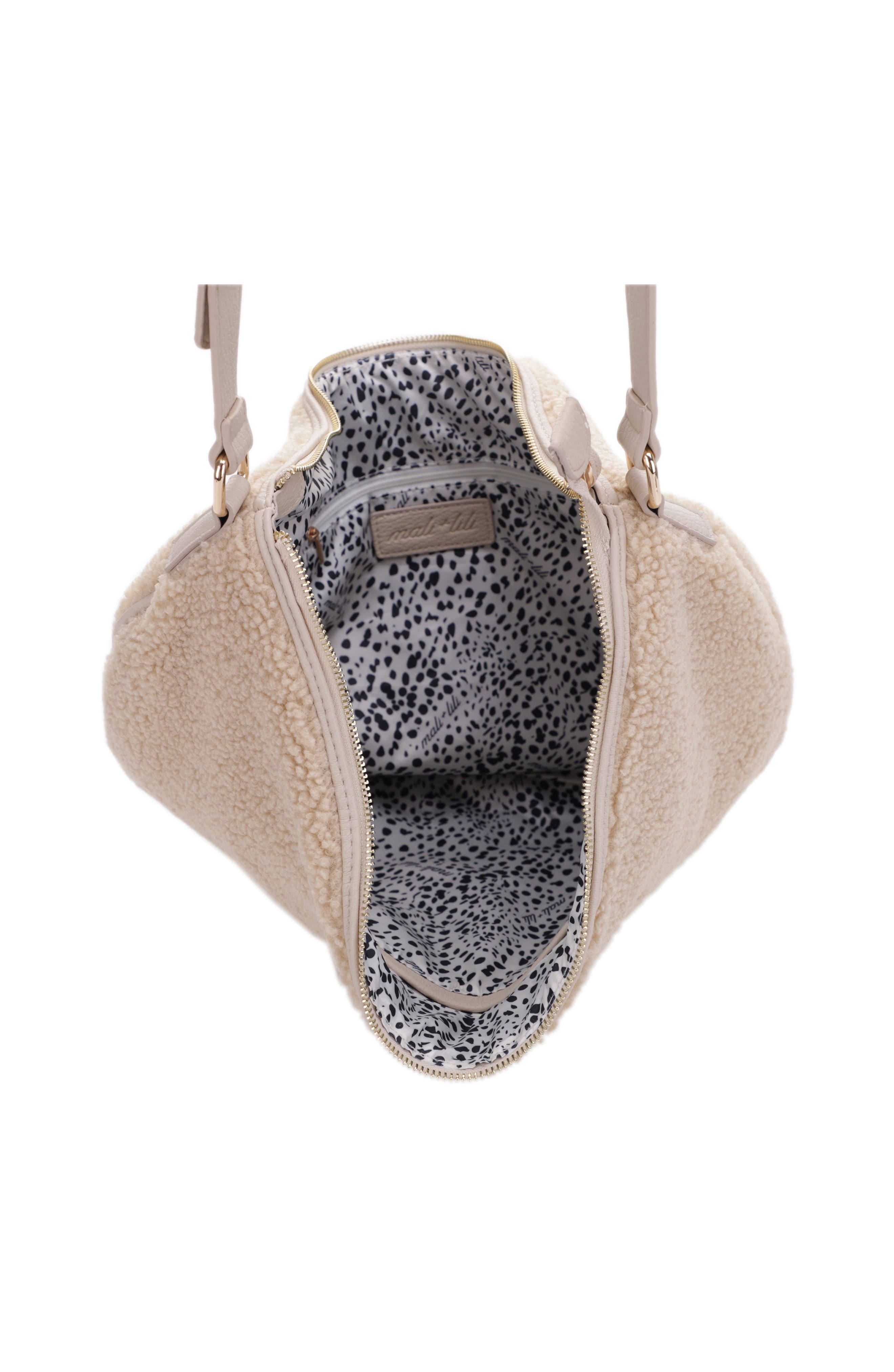 Mali + Lili Megan High Pile Fleece Crescent Bag, Alternate, color, Latte
