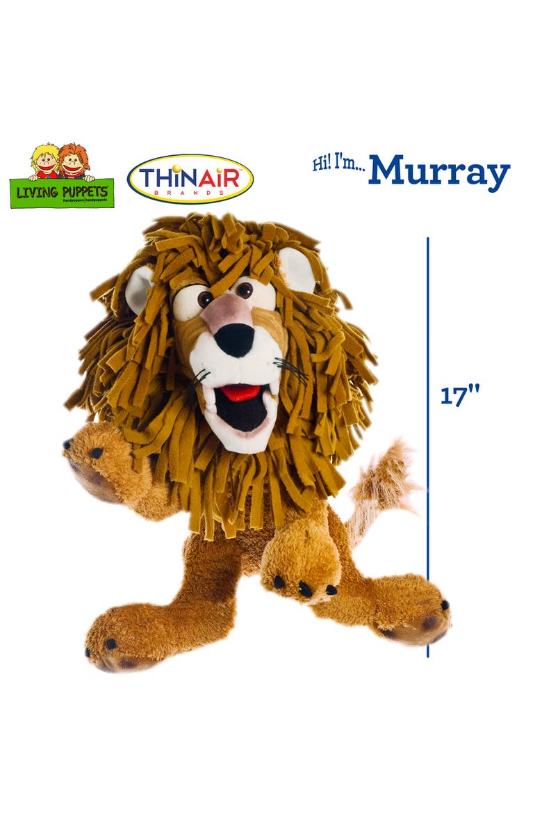 Murray The Lion 17 Inch Plush Hand Puppet, Alternate, color, Brown
