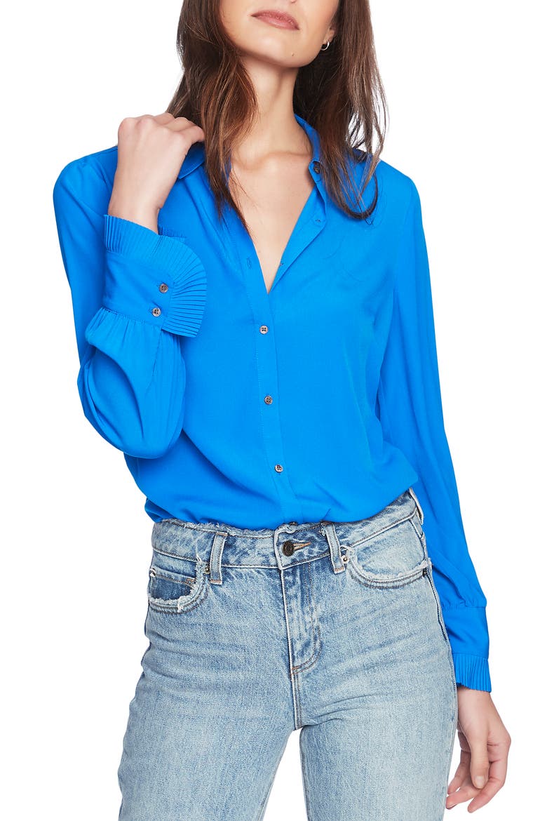 Ruffle Cuff Blouse, Alternate, color, VARSITY BLUE
