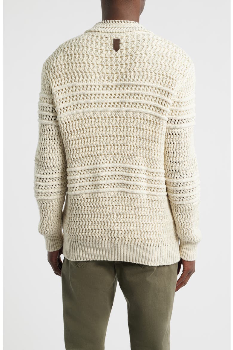 Zip Front Crochet Knit Sweater, Alternate, color, BEIGE