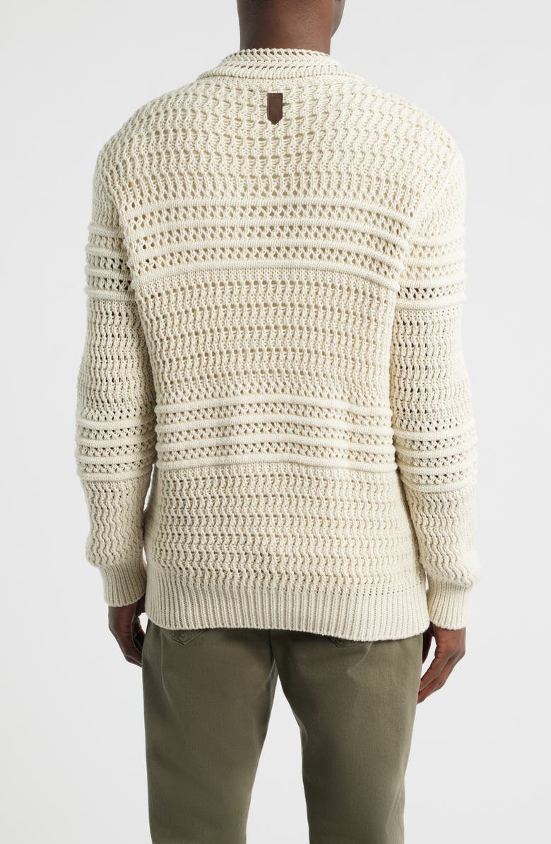 Canali Zip Front Crochet Knit Sweater, Alternate, color, Beige
