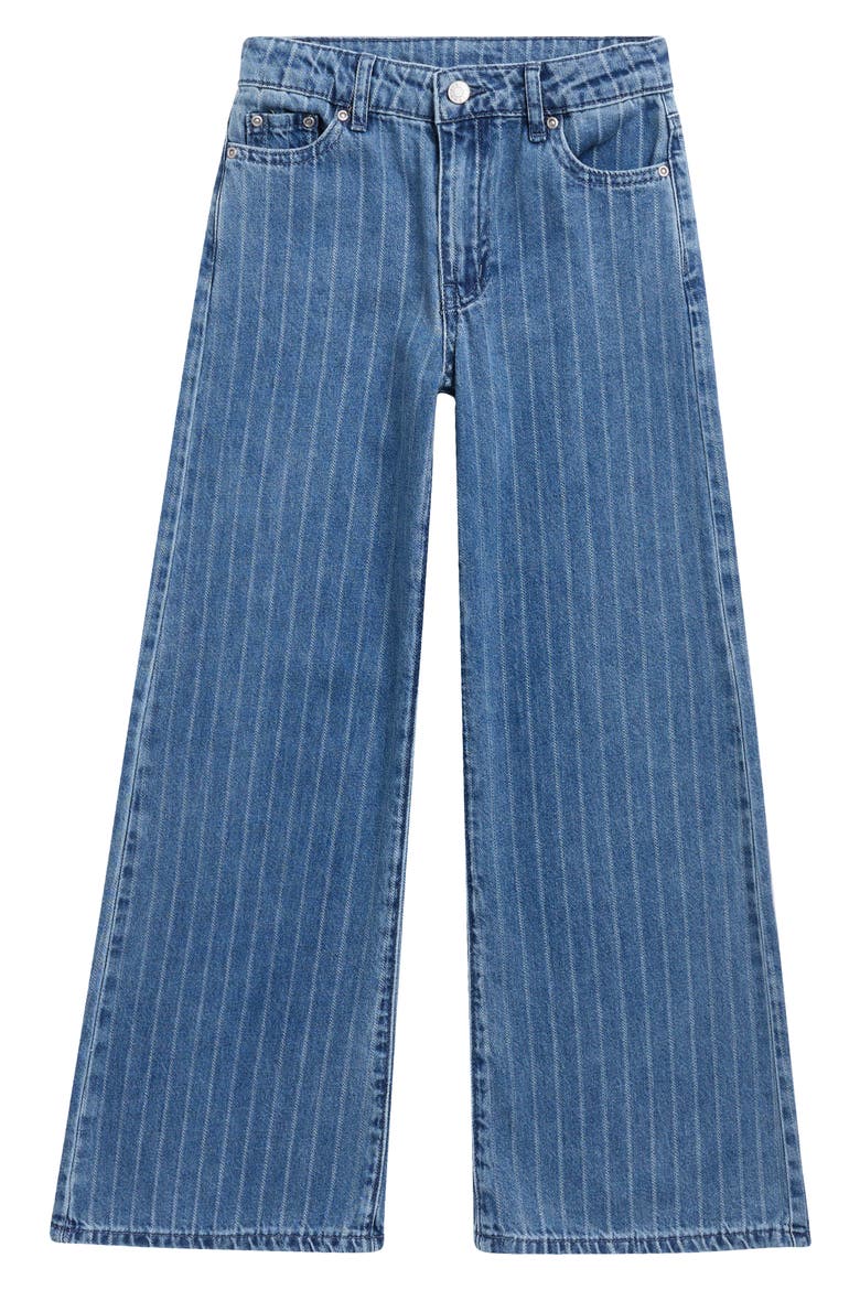 Kids' Heart Patch Pocket Wide Leg Jeans, Main, color, STRIPE INDIGO