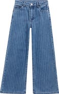 Tractr Kids' Heart Patch Pocket Wide Leg Jeans