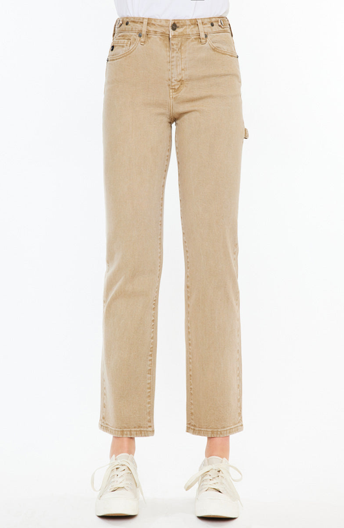 Kancan Ashley High Rise True Straight Jeans In Tan Wash