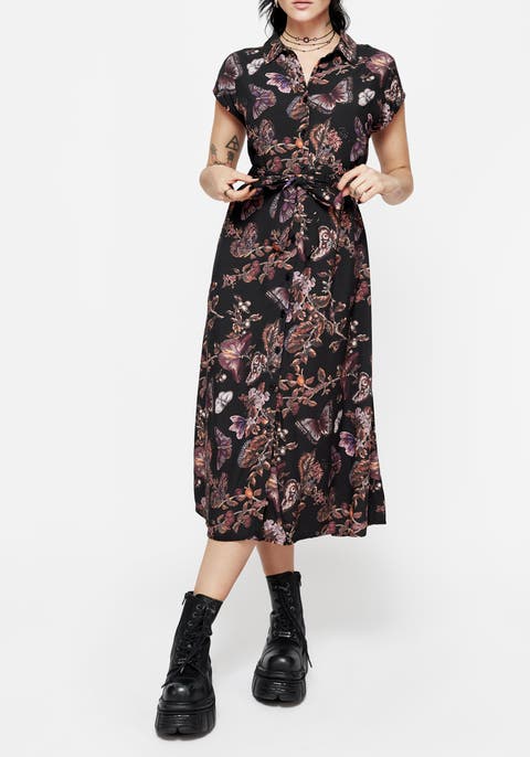 Eloise Floral Butterfly Print Midi Dress