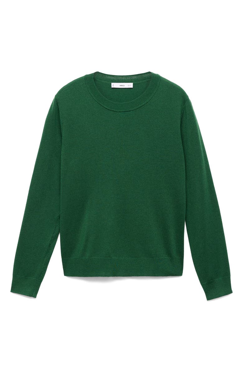 MANGO Fine Knit Crewneck Sweater, Alternate, color, Dark Green