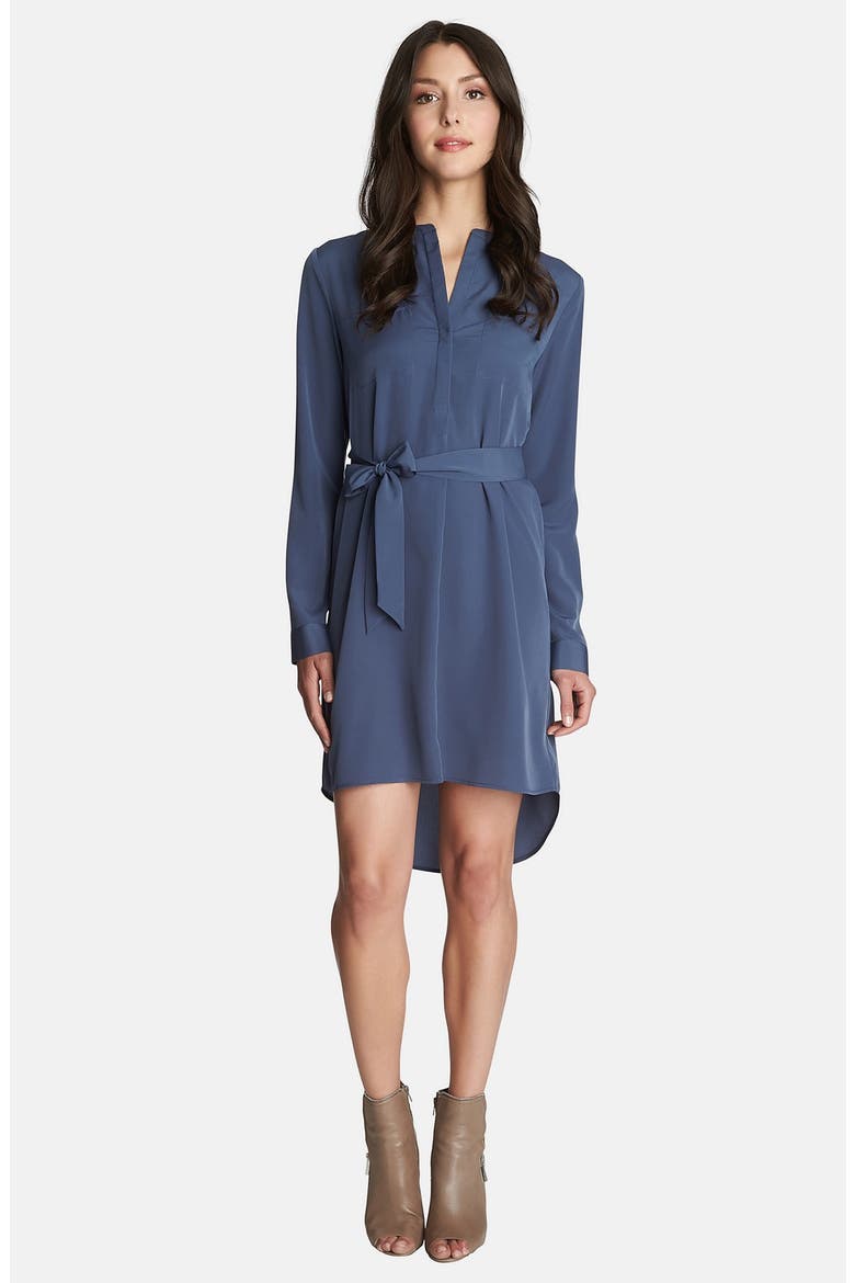 Long Sleeve Shirt Dress, Main, color, SLATE