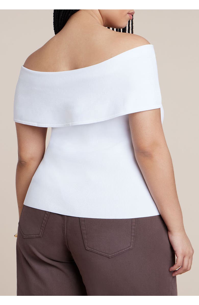 ELOQUII Twisted Off The Shoulder Sweater, Alternate, color, White