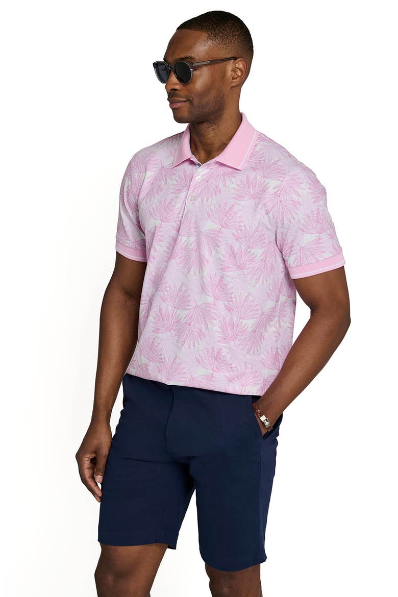 Slim Fit Leaf Polo Short Sleeve Shirt, Alternate, color, LT. PINK
