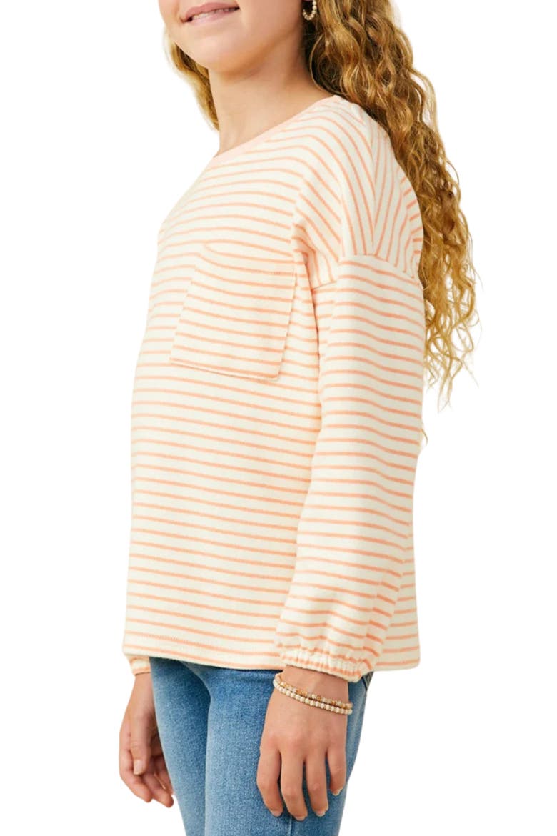 Kids' Stripe Stretch Cotton T-Shirt, Alternate, color, PEACH