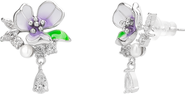Spero London Pansy Violet Floral Earring in Sterling Silver