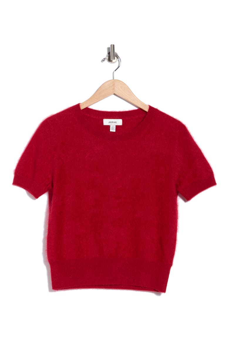 Brushed Cashmere Crewneck Sweater, Alternate, color, TUSCANY RED