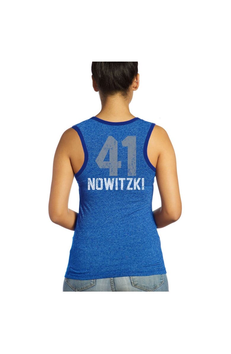 Majestic Threads Women's Majestic Threads Dirk Nowitzki Royal Dallas Mavericks Name & Number Tri-Blend Tank Top, Alternate, color, 