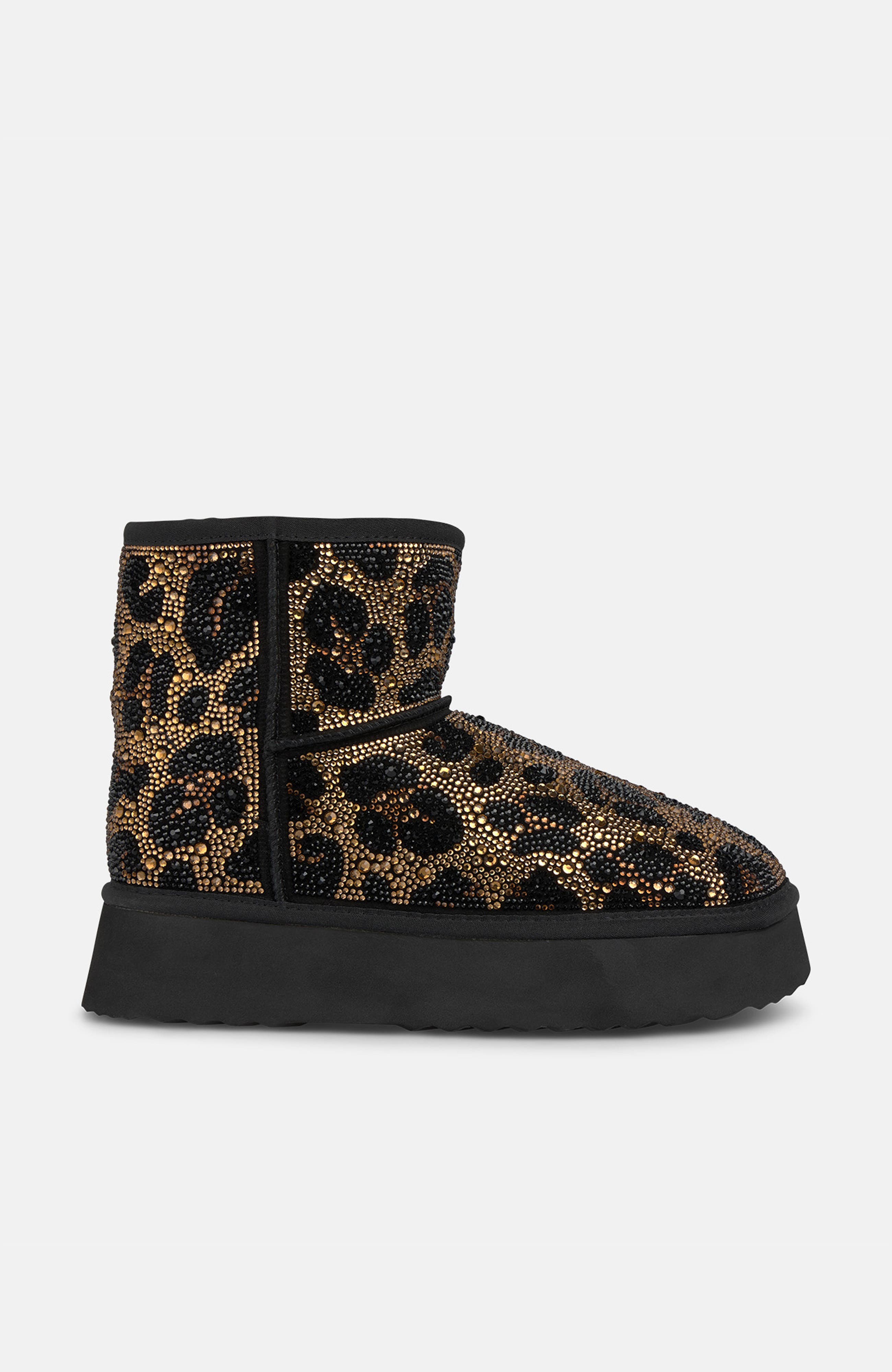 Bootie Covered In Rhinestones, Alternate, color, Black