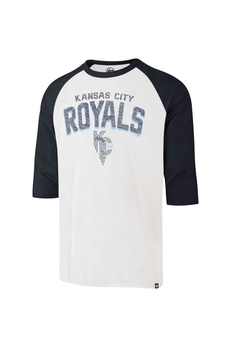 Men's '47 Cream Kansas City Royals City Connect Crescent Franklin Raglan Three-Quarter Sleeve T-Shirt, Alternate, color, Cream