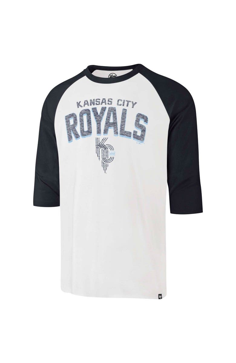 '47 Men's '47 Cream Kansas City Royals City Connect Crescent Franklin Raglan Three-Quarter Sleeve T-Shirt, Alternate, color, 