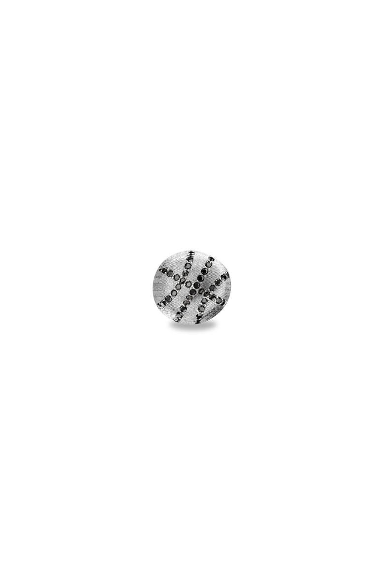 The Basketball Crooked Ball Diamond Pavé Earrings, Alternate, color, Silver / Black Diamond