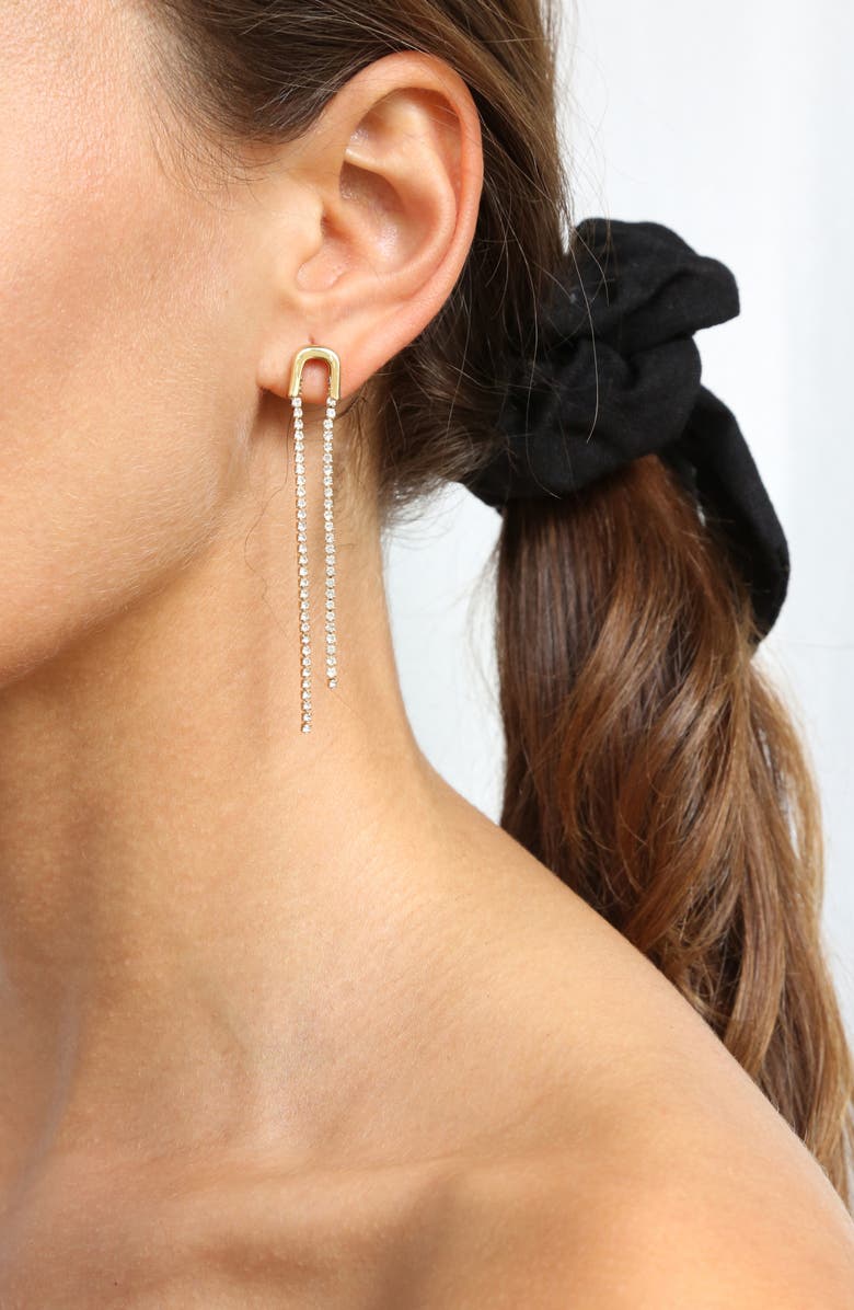 Ettika Crystal Chain Drop Earrings, Alternate, color, Gold