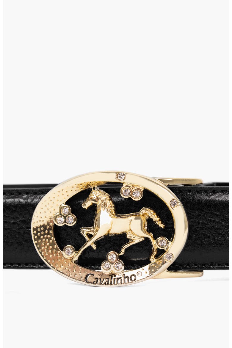 Cavalo Lusitano 917 Leather Belt with Oval Buckle, Alternate, color, Black