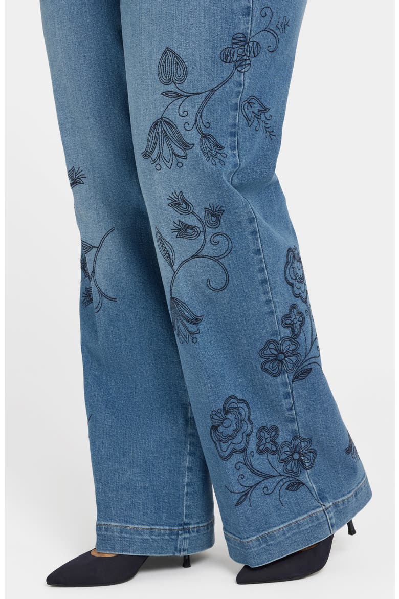 Teresa Floral Embroidered Wide Leg Jeans, Alternate, color, WATER CANYON