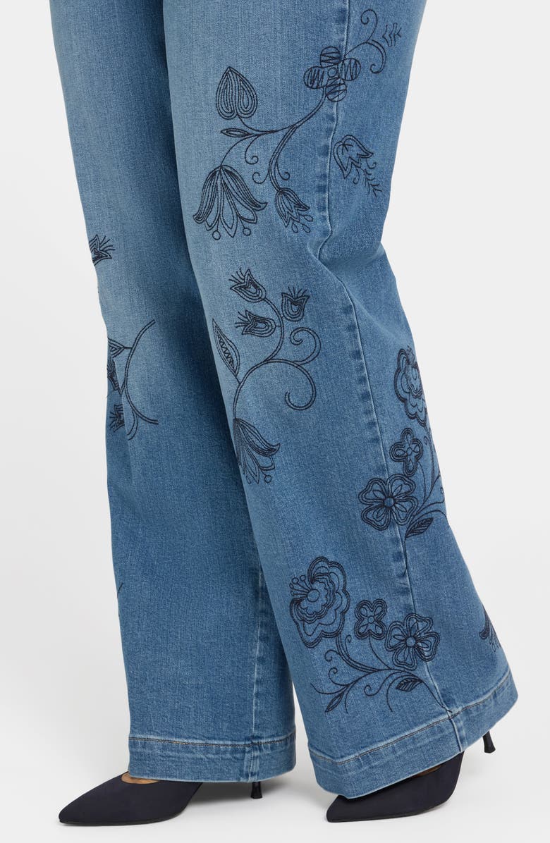 NYDJ Teresa Floral Embroidered Wide Leg Jeans, Alternate, color, Water Canyon